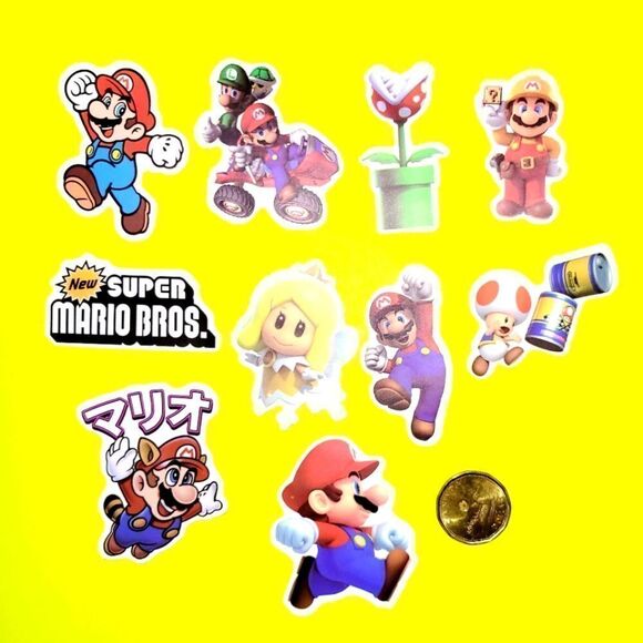 3/$20 Brand New 10x Nintendo Super Mario Waterproof Stickers #a - Picture 1 of 1